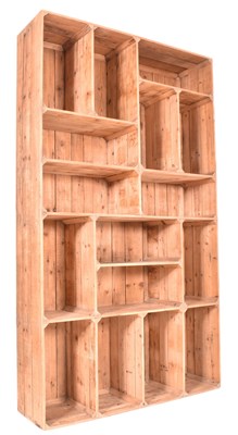 Lot 317 - MODERN INDUSTRIAL CUBIC NATURAL WOOD BOOKCASE