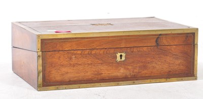 Lot 673 - 19TH CENTURY VICTORIAN ROSEWOOD & BRASS WRITING SLOPE