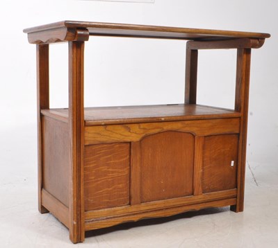 Lot 756 - 1920S OAK JACOBEAN REVIVAL HALL SETTLE / MONKS BENCH