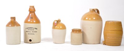 Lot 725 - COLLECTION OF SIX EARLY 20TH CENTURY STONEWARE FLAGONS