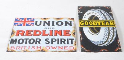 Lot 555 - TWO 20TH CENTURY REPRODUCTION ENAMEL STYLE ADVERTISING PAINTINGS