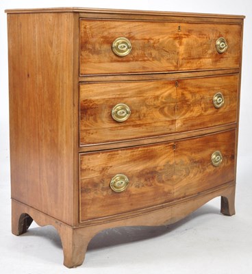 Lot 739 - VICTORIAN 19TH CENTURY MAHOGNY BOW FRONT CHEST OF DRAWERS