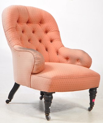 Lot 742 - VICTORIAN MAHOGANY ARMCHAIR IN HOWARD & SONS MANNER