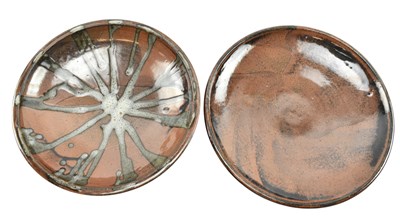 Lot 52 - GRAHAM MANT (1943-2024) - TWO STUDIO POTTERY RAKU GLAZED CENTREPIECE BOWLS