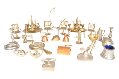 Lot 202 - COLLECTION OF 20TH CENTURY MINIATURE BRASS AND SILVER PLATED FURNITURE