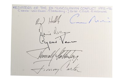 Lot 73 - POLITICAL - MEDIATORS OF THE EX-YUGOSLAVIAN CONFLICT (INC. CARTER)