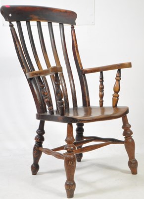 Lot 686 - VICTORIAN 19TH CENTURY BEECH & ELM WOOD WINDSOR ARMCHAIR