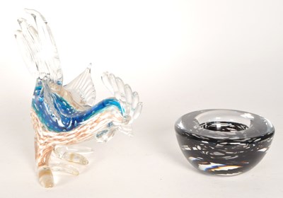 Lot 15 - 20TH CENTURY MURANO STYLE GLASS COCKEREL AND GLASS STUDIO BOWL