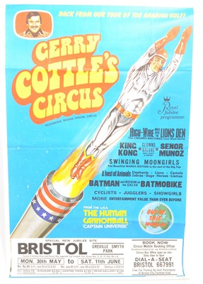 Lot 471 - LOCAL INTEREST - ORIGINAL 1977 BRISTOL GERRY COTTLE'S CIRCUS POSTER