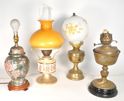 Lot 716 - COLLECTION OF FOUR VINTAGE 20TH CENTURY OIL LAMPS