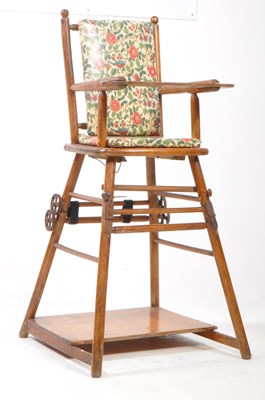 Lot 702 - EARLY 20TH CENTURY OAK CHILDREN'S HIGH CHAIR