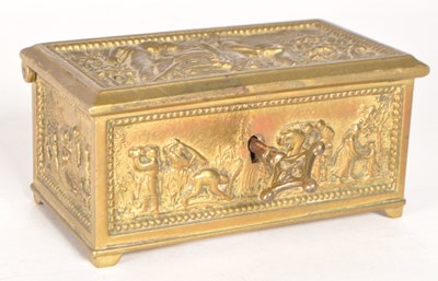 Lot 238 - 19TH CENTURY BRASS LIDDED JEWELLERY TRINKET BOX