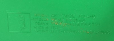 Lot 584 - 1960S VICO MAGISTRETTI LOW GREEN TABLE WITH FOLDING CHAIR STOOL