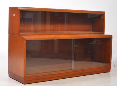Lot 571 - MID CENTURY TEAK TWO TIER BARRISTER'S STACKING BOOKCASE