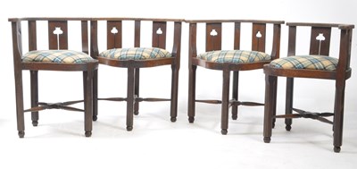 Lot 699 - STOWAWAY SUITE - FOUR ARTS & CRAFTS EARLY 20TH CENTURY CORNER ARMCHAIRS