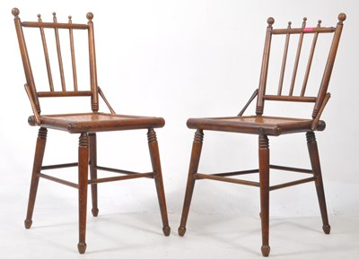Lot 697 - PAIR OF EDWARDIAN MAHOGANY STICK DINING CHAIRS