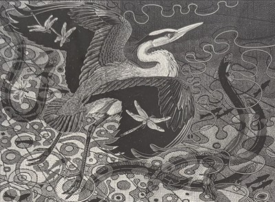 Lot 26 - COLIN SEE-PAYNTON (BRITISH B.1946) - GREY HERON & EEL