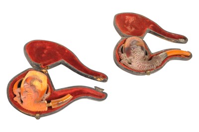 Lot 282 - TWO 19TH CENTURY MEERSCHAUM PIPES