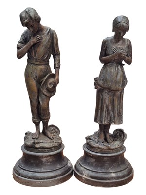 Lot 288 - PAIR OF 19TH CENTURY VICTORIAN SPELTER FIGURINES