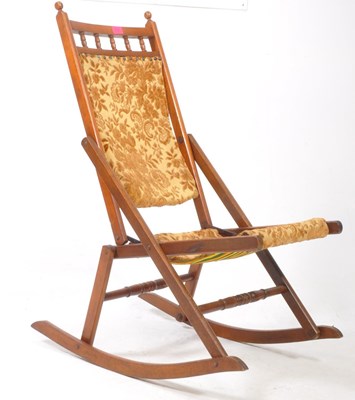 Lot 694 - VICTORIAN 19TH CENTURY STEAMER FOLDING ROCKING CHAIR