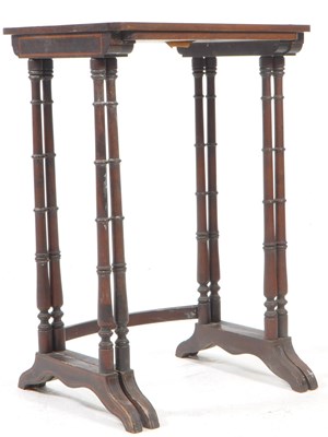 Lot 648 - TWO EDWARDIAN MAHOGANY & SATINWOOD NESTING TABLES