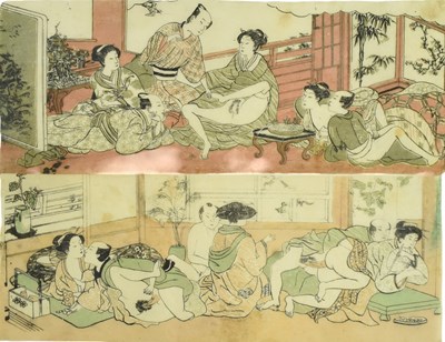 Lot 181 - TWO EARLY 20TH CENTURY JAPANESE EROTICA 'SHUNGA' WOODBLOCK PRINTS