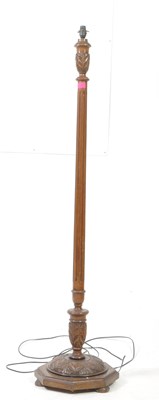 Lot 795 - VINTAGE 20TH CENTURY CARVED OAK FLOOR STANDING LAMP