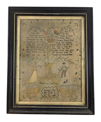 Lot 388 - GEORGE III 1806 NEEDLEPOINT SAMPLE BY ELIZABETH HORN, 12 YEARS OLD