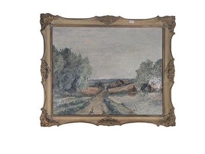 Lot 793 - 20TH CENTURY RURAL COUNTRYSIDE LANDSCAPE OIL ON CANVAS PAINTING