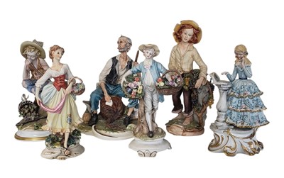 Lot 124 - COLLECTION OF SIX 20TH CENTURY ITALIAN CAPODIMONTE BISQUE FIGURES