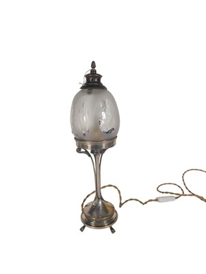Lot 762 - 20TH CENTURY BRASS WITH GLASS SHADE OVOID DESK LAMP