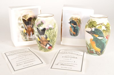 Lot 42 - HELEN HALLORAN - TWO LATE 20TH CENTURY CERAMIC HAND PAINTED VASES
