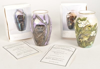 Lot 43 - HELEN HALLORAN - TWO LATE 20TH CENTURY CERAMIC HAND PAINTED VASES
