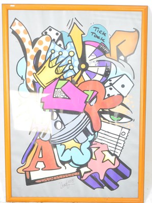 Lot 572 - JOHN CRASH MATOS - CONTEMPORARY 2013 TICK TOCK PRINT