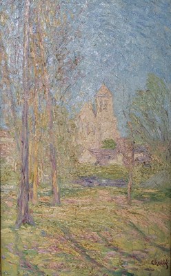 Lot 325 - JEAN LAURENT CHALLIE (1880-1943) - L'EGLISE DE MORET-SUR-LOING - OIL ON CANVAS