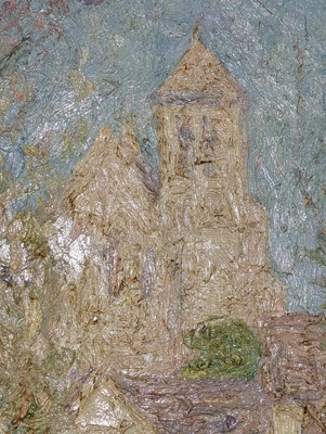 Lot 325 - JEAN LAURENT CHALLIE (1880-1943) - L'EGLISE DE MORET-SUR-LOING - OIL ON CANVAS