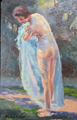 Lot 295 - SUZANNE DAYNES GRASSOT (FRENCH SCHOOL) - UNTITLED BATHER OIL ON CANVAS