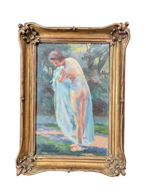 Lot 295 - SUZANNE DAYNES GRASSOT (FRENCH SCHOOL) - UNTITLED BATHER OIL ON CANVAS