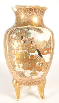 Lot 114 - VINTAGE JAPANESE MEIJI PERIOD EARTHENWARE SATSUMA VASE