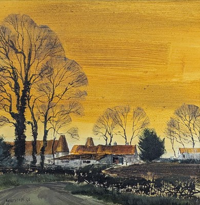 Lot 475 - MICHAEL DAVID BARNFATHER (B. 1934) - FELHAMPTON FARM - 1968 OIL ON PANEL