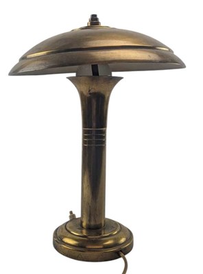 Lot 119 - ART DECO CIRCA 1920S SOLID BRASS MUSHROOM DESK LAMP
