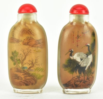 Lot 149 - TWO GLASS SNUFF BOTTLES BY MA SHAOXUAN (1867–1939) 马少宣 玻璃内画鼻煙壺两个