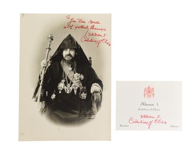 Lot 123 - RELIGION - KHOREN I - AUTOGRAPHED CABINET PHOTOGRAPH & CARD