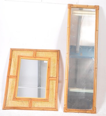 Lot 806 - TWO MID CENTURY BAMBOO RATTAN WALL MIRRORS