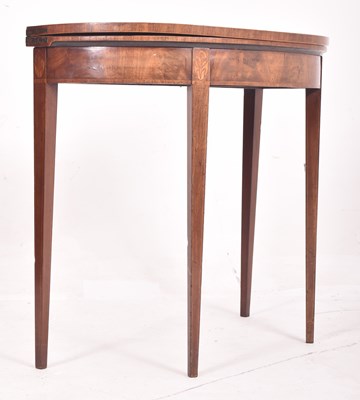 Lot 546 - GEORGE III 18TH CENTURY WALNUT & SATINWOOD INLAID DEMI LUNE TABLE