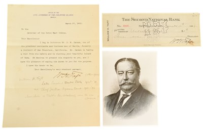 Lot 12 - PRESIDENTS - WILLIAM H. TAFT - AUTOGRAPHED LETTER & CHEQUE