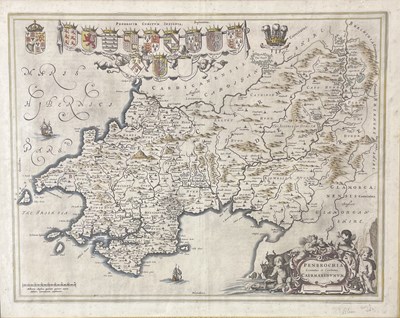 Lot 354 - JOAN BLAEU - PENBROCHIA COMITATUS ET COMITATUS CAERMARIDUNUM MAP