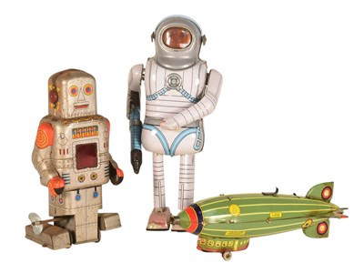 Lot 625 - TINPLATE TOYS - COLLECTION OF VINTAGE TINPLATE ROBOTS