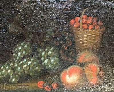 Lot 270 - LATE 18TH / EARLY 19TH CENTURY FLEMISH SCHOOL OIL ON CANVAS STILL LIFE WITH PEACHES
