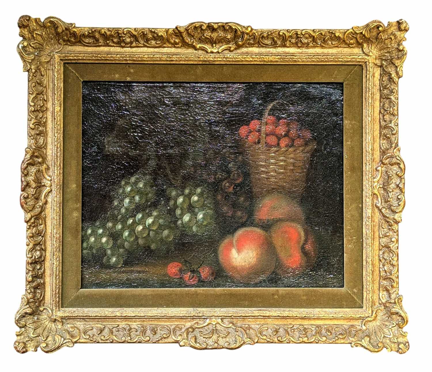 Lot 270 - LATE 18TH / EARLY 19TH CENTURY FLEMISH SCHOOL OIL ON CANVAS STILL LIFE WITH PEACHES